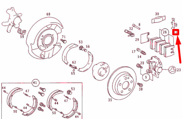 NEW MERCEDES-BENZ C W202 REAR BRAKE PAD ANTI-RATTLE SPRING A0004214091 ORIGINAL - Image 4