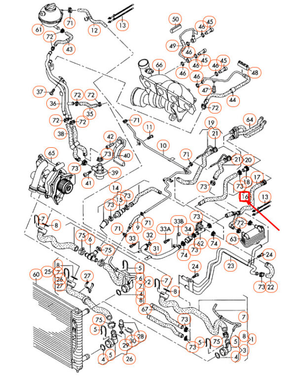 NEW AUDI A3 8P ENGINE COOLANT HOSE 1K0122073FN ORIGINAL - Image 4