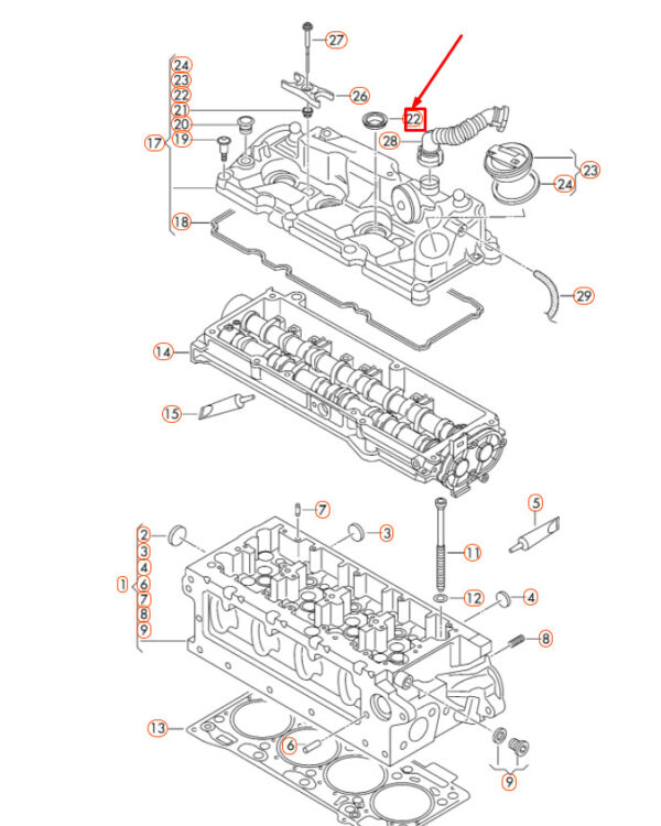 NEW AUDI A1 MK1 ENGINE CYLINDER HEAD COVER O-RING 04L103070B ORIGINAL - Image 4