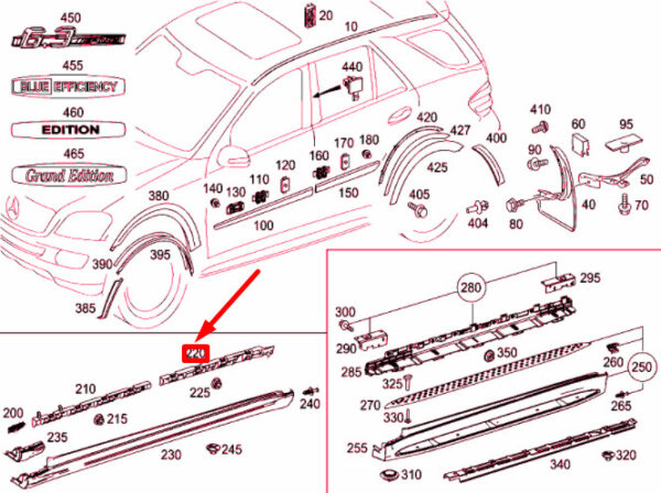 NEW MERCEDES-BENZ ML W164 REAR RIGHT ROCKER PANEL RAIL A1646981427 ORIGINAL - Image 4