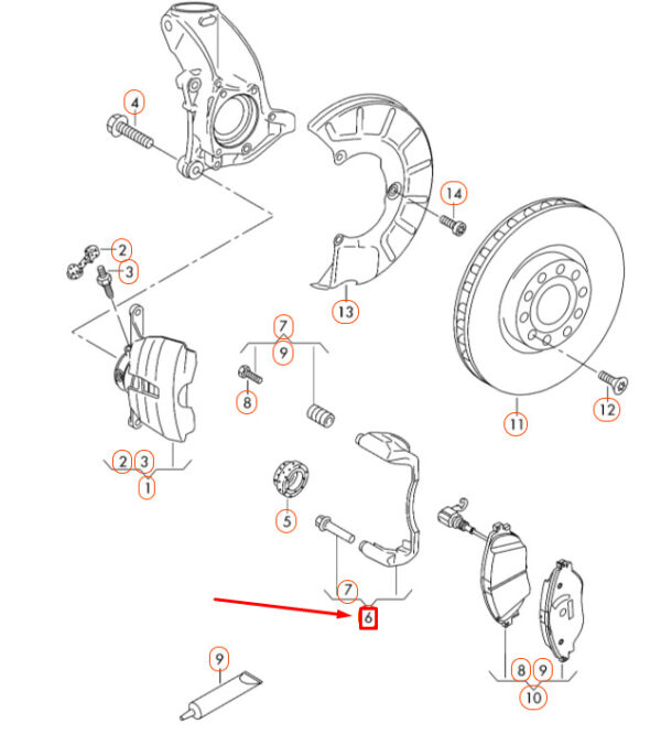 NEW VOLKSWAGEN CC FRONT LEFT BRAKE CALIPER CARRIER 3C0615125B ORIGINAL - Image 4