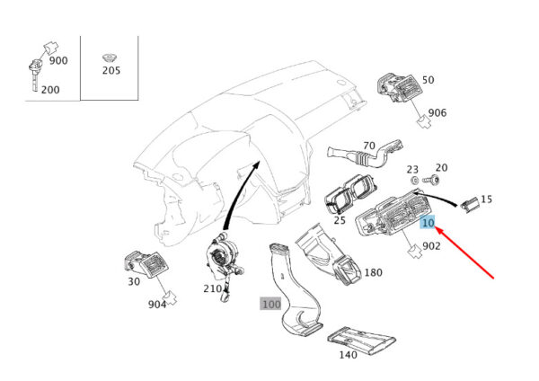 NEW MERCEDES-BENZ C W204 DASHBOARD CENTRAL AIR VENT A20483073542A17 ORIGINAL - Image 4