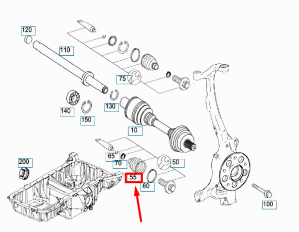 NEW MERCEDES-BENZ S W221 FRONT AXLE SHAFT WHEEL SIDE BOOT A1693660191 ORIGINAL - Image 4