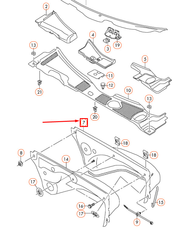 NEW AUDI A4 B8 FRONT PANEL COWL WATER BOX DEFLECTOR 8K0819523G ORIGINAL 4 NEW AUDI A4 B8 FRONT PANEL COWL WATER BOX DEFLECTOR 8K0819523G ORIGINAL - Image 4
