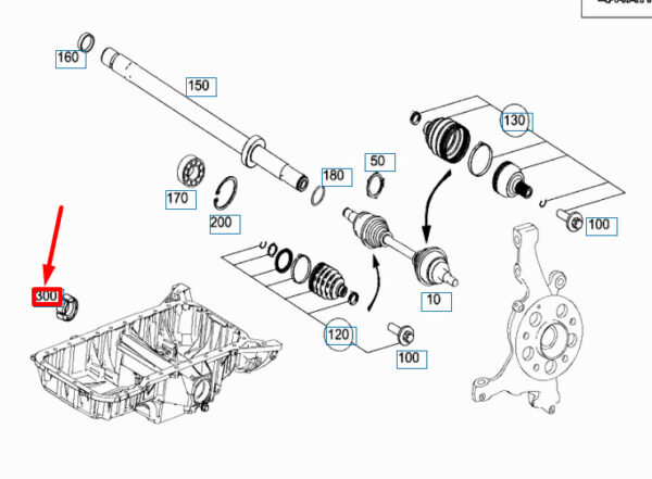 NEW MB C W204 FRONT AXLE SHAFT IN OIL PAN PILOT BUSHING A2720140050 ORIGINAL - Image 4