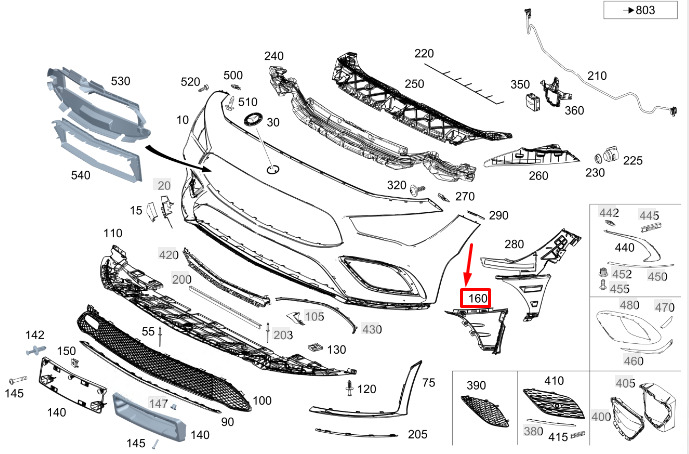 NEW MERCEDES-BENZ CLA C118 FRONT RH BUMPER FOG LAMP COVER A1188854801 ORIGINAL 4 NEW MERCEDES-BENZ CLA C118 FRONT RH BUMPER FOG LAMP COVER A1188854801 ORIGINAL - Image 4