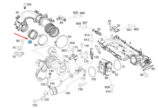 NEW MERCEDES-BENZ A W176 INTAKE MANIFOLD COMPENSATION RING A2700940151 ORIGINAL - Image 4