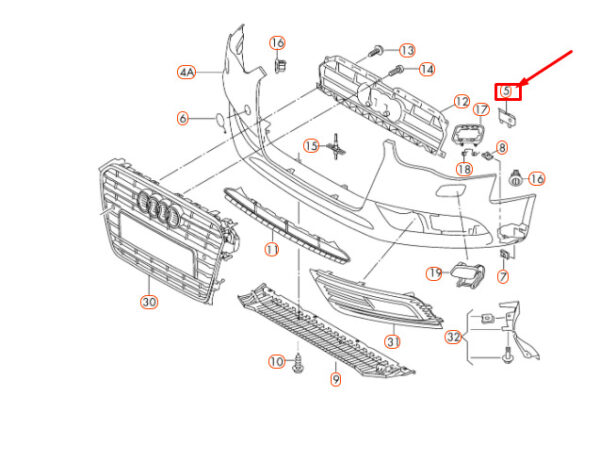 NEW AUDI A4 B8 FRONT BUMPER RIGHT SECURING STRIP 8K0807278A ORIGINAL - Image 4