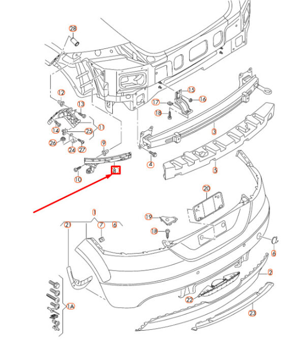 NEW AUDI TT 8J REAR BUMPER LEFT GUIDE SECTION 8J0807483A ORIGINAL - Image 4