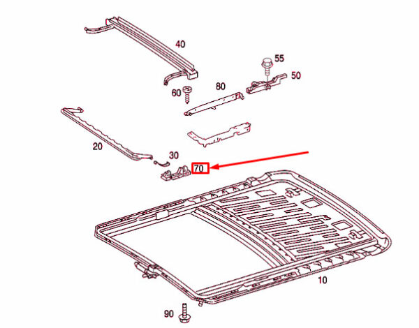 NEW MERCEDES-BENZ C W203 SLIDING ROOF LEFT GUIDE A2157820131 ORIGINAL - Image 4