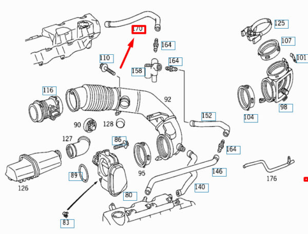 NEW MERCEDES-BENZ CL C215 CRANKCASE VENTILATION HOSE A1120180382 ORIGINAL - Image 4