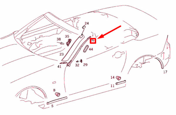 NEW MERCEDES-BENZ SLK R170 FRONT WINDSHIELD RIGHT SEAL A1706980498 ORIGINAL - Image 4