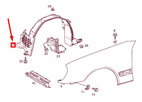 NEW MERCEDES-BENZ E W210 FRONT LEFT WHEEL HOUSING LINER A2106989530 ORIGINAL - Image 4
