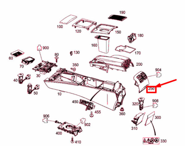 NEW MERCEDES-BENZ C W204 REAR CENTER AIR NOZZLE A20483009548N84 ORIGINAL - Image 4