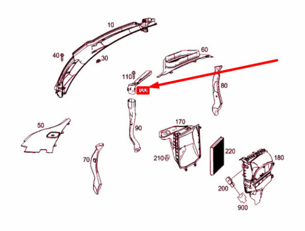 NEW MB GLE W166 TRANSVERSE DUCT TOP DRAIN PIPE LHD A1668320390 ORIGINAL - Image 4