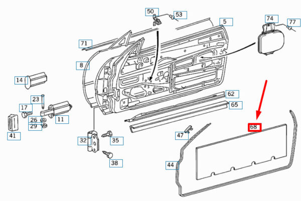 NEW MERCEDES-BENZ SL R129 FRONT DOOR INSULATION A1686820308 ORIGINAL - Image 4