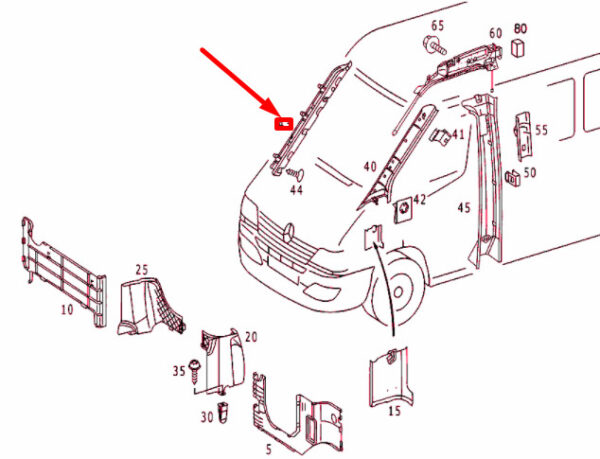 NEW MERCEDES-BENZ SPRINTER W903 A-PILLAR LEFT FILLER A9016900078 ORIGINAL - Image 4