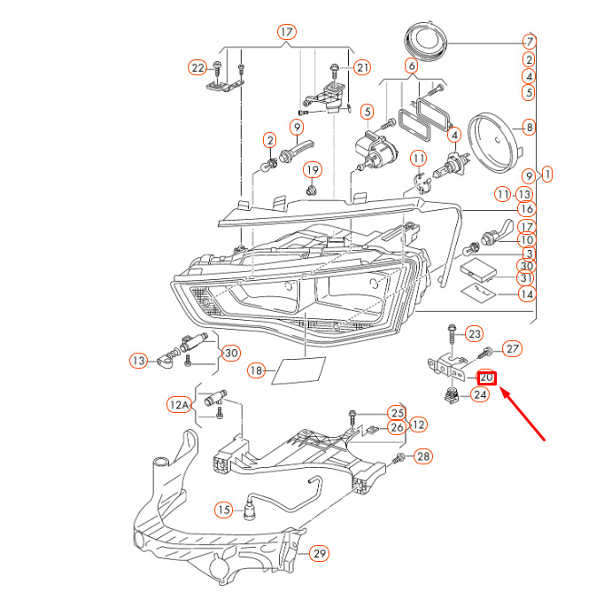 NEW AUDI A4 B8 FRONT LEFT HEADLIGHT RETAINING PLATE 8T0941355A ORIGINAL 4 NEW AUDI A4 B8 FRONT LEFT HEADLIGHT RETAINING PLATE 8T0941355A ORIGINAL - Image 4