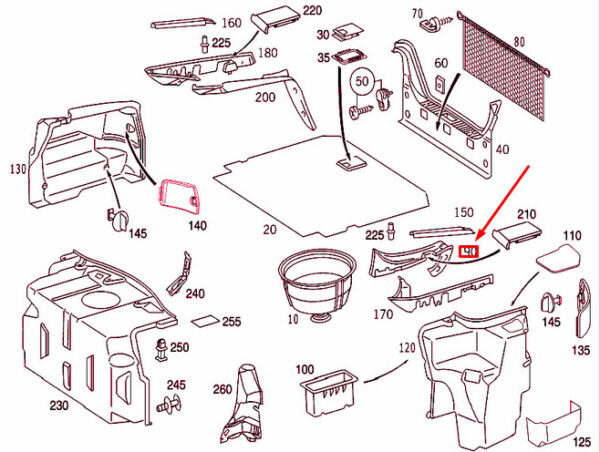 NEW MB CL COUPE C215 LUGAGGE LEFT INSIDE COVER A21569303337C45 ORIGINAL - Image 4