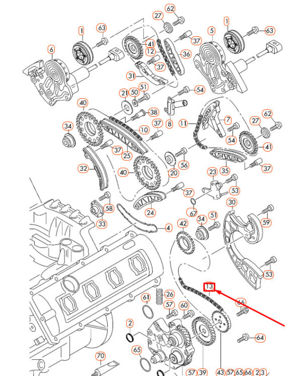 NEW AUDI A4 B7 LOWER CENTRE CAMSHAFT TIMING CHAIN 079109229D ORIGINAL - Image 4