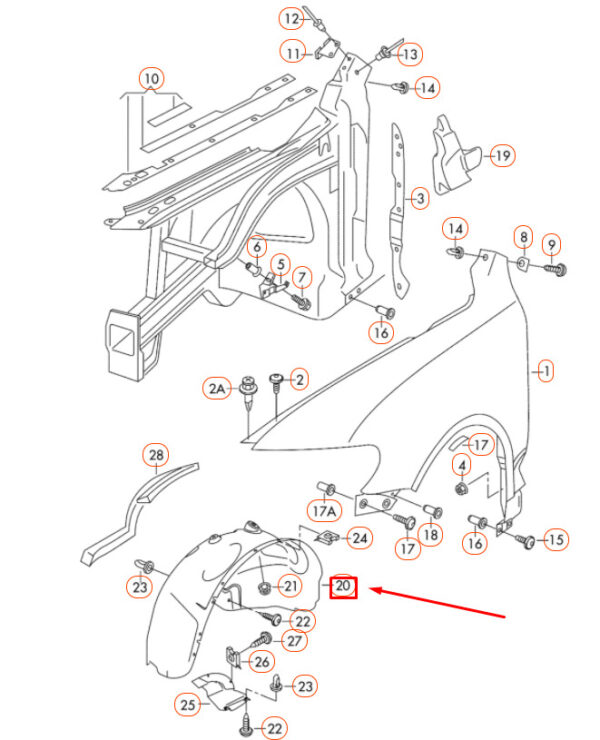 NEW VOLKSWAGEN TOUAREG 7L FRONT LEFT WHEEL HOUSING LINER 7L6809961L ORIGINAL - Image 4