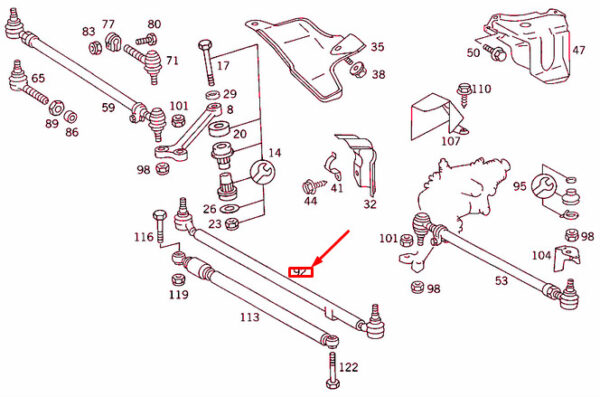 NEW MERCEDES-BENZ E W124 STEERING LINKAGE DRAG LINK LHD A1244600805 ORIGINAL - Image 4