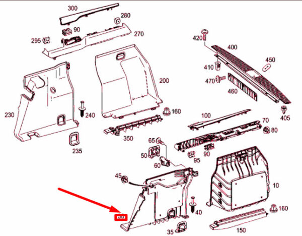 NEW MB E S212 LEFT FRONT CARGO LINING WHEEL INSTALLATION A21269025539J28 - Image 4
