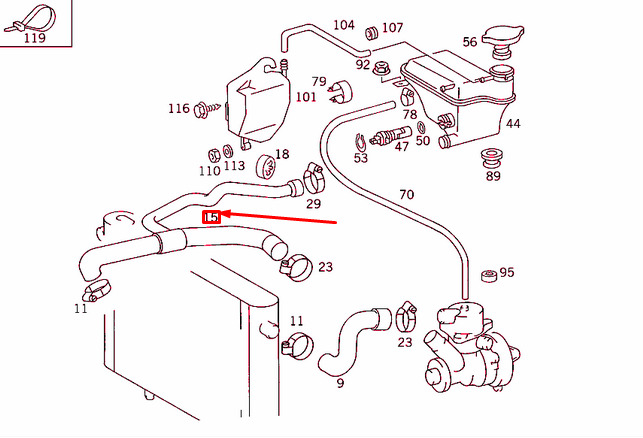 NEW MERCEDES-BENZ E W124 RADIATOR BOTTOM HOSE A1245016182 ORIGINAL 4 NEW MERCEDES-BENZ E W124 RADIATOR BOTTOM HOSE A1245016182 ORIGINAL - Image 4