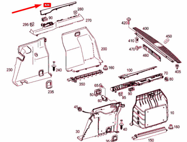 NEW MB E T-MODEL S212 UPPER RIGHT CARGO AREA COVER A21284908039051 ORIGINAL - Image 4