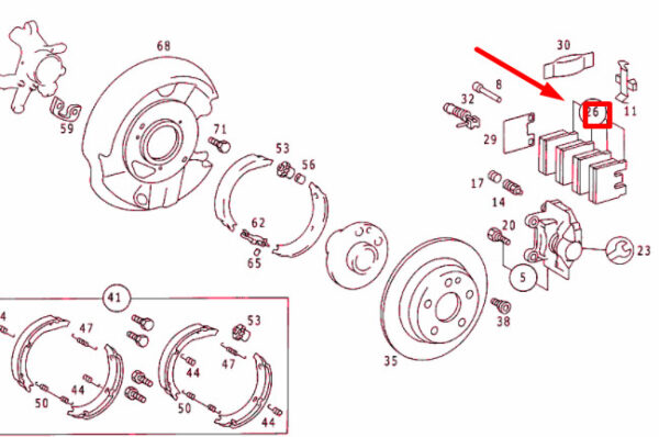 NEW MERCEDES-BENZ C W202 REAR WHEEL BRAKE PADS SET A004420912041 ORIGINAL - Image 4
