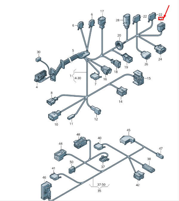 NEW VW TOUAREG 7P MK2 FRONT DOOR WIRING FLAT CONTACT HOUSING 4H0973715 ORIGINAL - Image 4