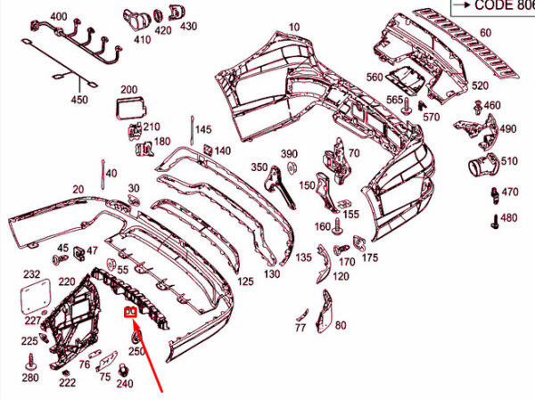 NEW MERCEDES-BENZ GLS X166 REAR BUMPER CENTRAL MOUNTING A1668850100 ORIGINAL - Image 4