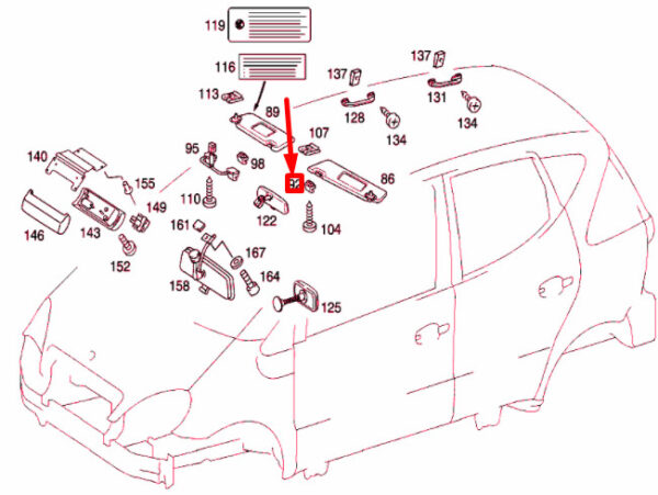 NEW MERCEDES-BENZ A W168 SUN VISOR CLIP A20281007129051 ORIGINAL - Image 4
