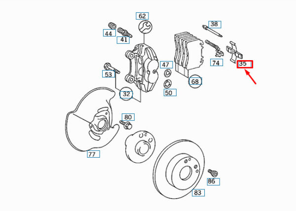 NEW MB E W124 FRONT BRAKE PAD ANTI-RATTLE SPRING A000421669164 ORIGINAL - Image 4