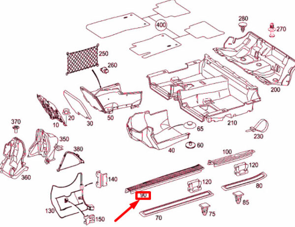 NEW MERCEDES-BENZ E W211 FRONT RIGHT DOOR INSIDE RAIL A21168050359B51 ORIGINAL - Image 4