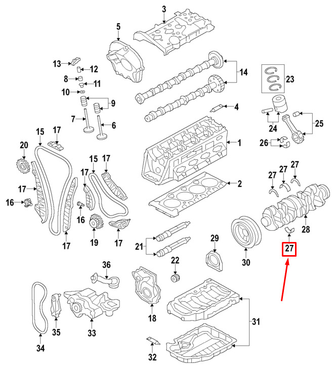 NEW AUDI A5 SPORTBACK 8T UPPER ENGINE CRANKSHAFT BEARING 06K105561WEI ORIGINAL 4 NEW AUDI A5 SPORTBACK 8T UPPER ENGINE CRANKSHAFT BEARING 06K105561WEI ORIGINAL - Image 4