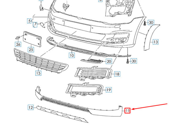 NEW VOLKSWAGEN GOLF MK7 FRONT BUMPER RIGHT SPOILER 5G0805904D041 - Image 6