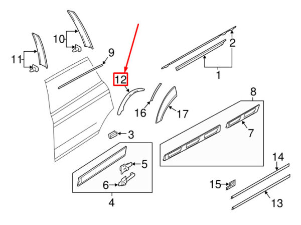 NEW AUDI Q7 4L REAR LEFT DOOR EDGE GUARD 4L0839981A ORIGINAL - Image 4