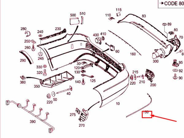 NEW MERCEDES-BENZ E-CLASS W212 REAR LEFT BUMPER MOLDING A2128852121 ORIGINAL - Image 4