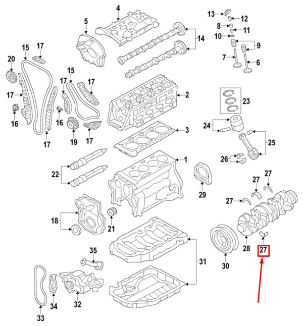 NEW AUDI A4 AVANT B8 ENGINE LOWER CRANKSHAFT BEARING 06H105591JWEI ORIGINAL - Image 4