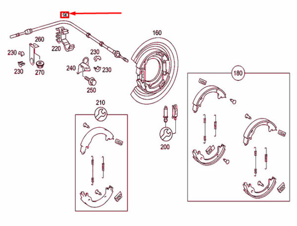 NEW MERCEDES-BENZ ML W163 REAR RIGHT BRAKE CABLE A1634200885 ORIGINAL - Image 4