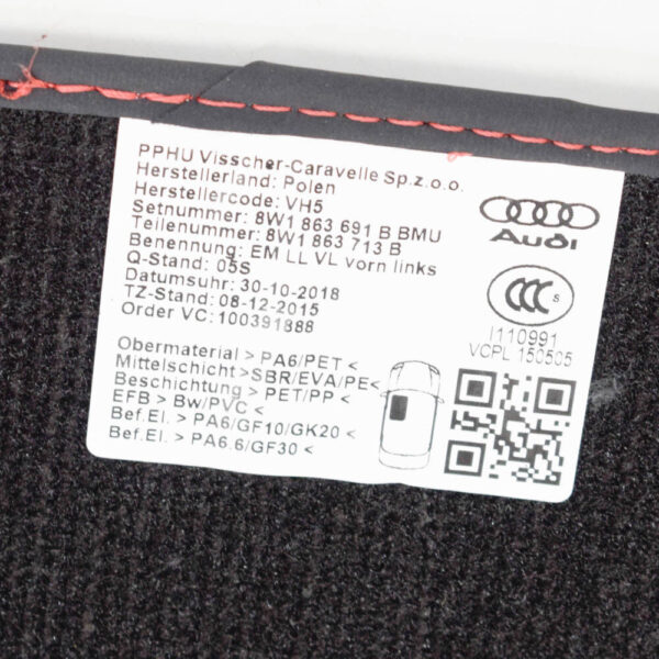 NEW AUDI A4 AVANT B9 VELOUR BLACK FRONT FLOOR MAT SET 8W1863691BBMU LHD - Image 6