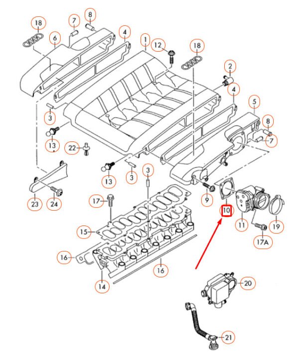 NEW AUDI A8 D3 THROTTLE BODY SEAL 07D133073A ORIGINAL - Image 4