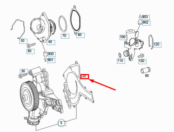 NEW MERCEDES-BENZ C W204 WATER PUMP GASKET A2722010280 ORIGINAL - Image 4