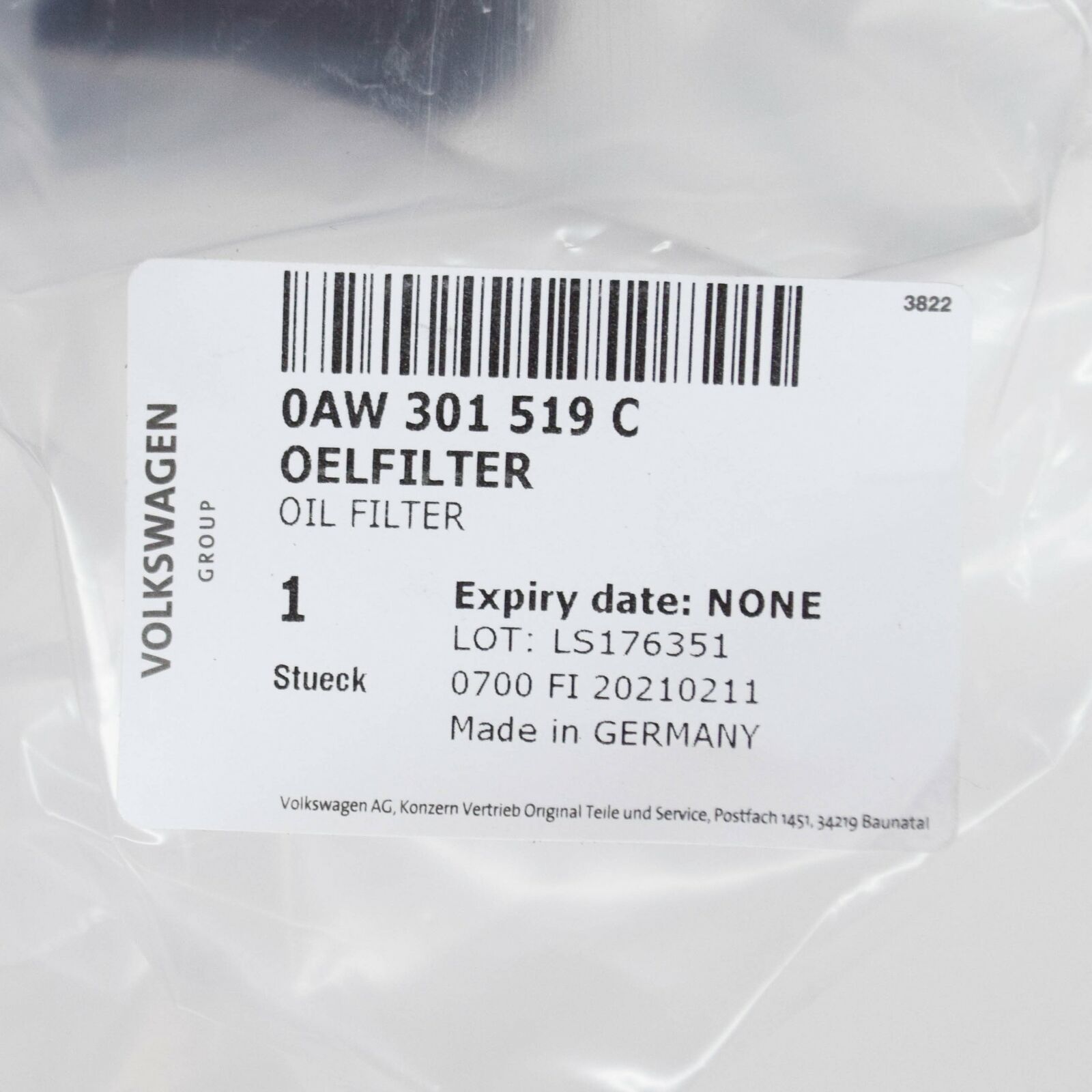 NEW AUDI A4 B8 OIL FILTER 0AW301519C 6 NEW AUDI A4 B8 OIL FILTER 0AW301519C - Image 6