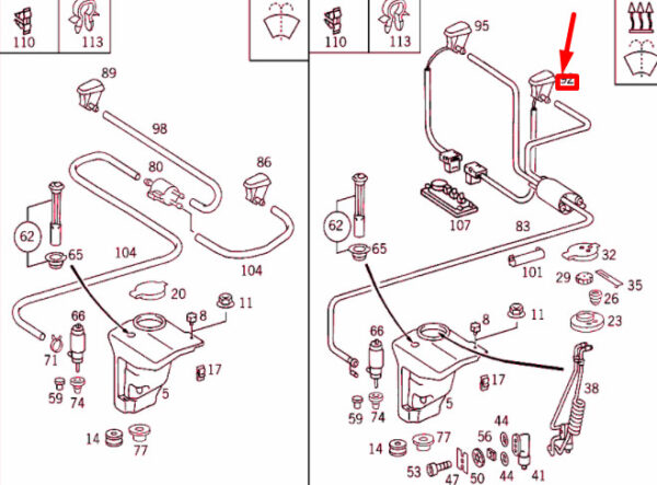 NEW MERCEDES-BENZ C W202 WINDSHIELD WASHER NOZZLE LEFT A2028601147 ORIGINAL - Image 4