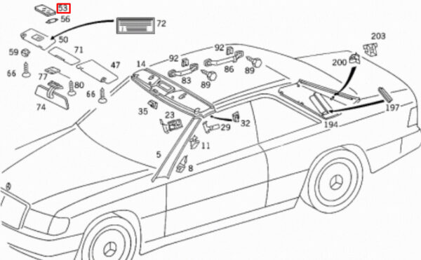 NEW MERCEDES-BENZ SL R129 SUN VISOR INSIDE MIRROR A12981023178F30 - Image 5