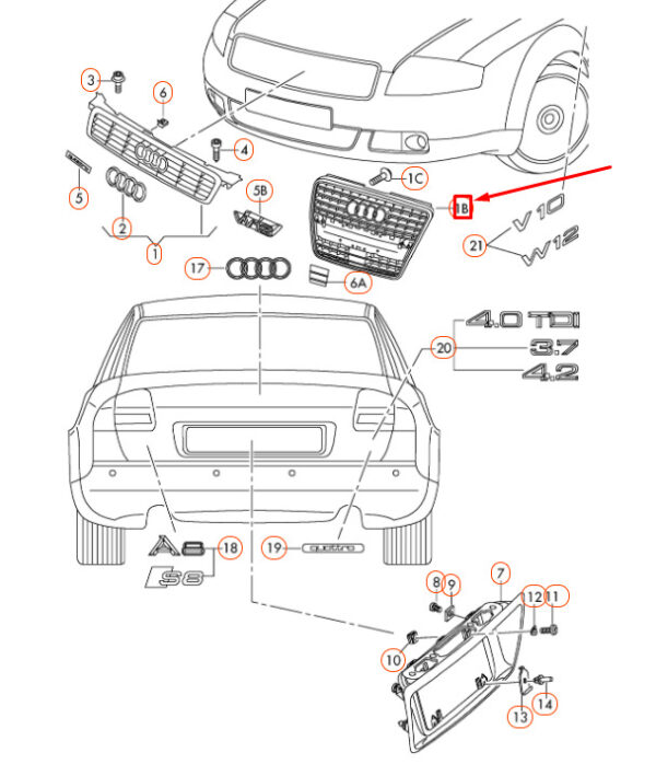 NEW AUDI A8 D3 RADIATOR GRILLE 4E0853651AC1QP - Image 7