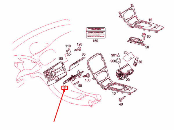 NEW MB SL R230 INSTRUMENT PANEL CUP HOLDER TRIM LHD A2306800250 ORIGINAL - Image 5