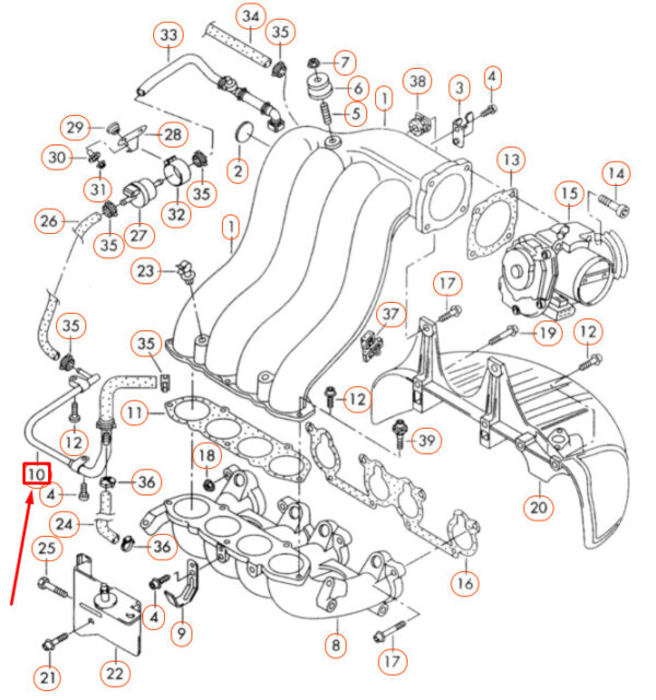 NEW VW BEETLE 1Y INTAKE MANIFOLD CONNECTING HOSE 06A133366AC ORIGINAL - Image 5